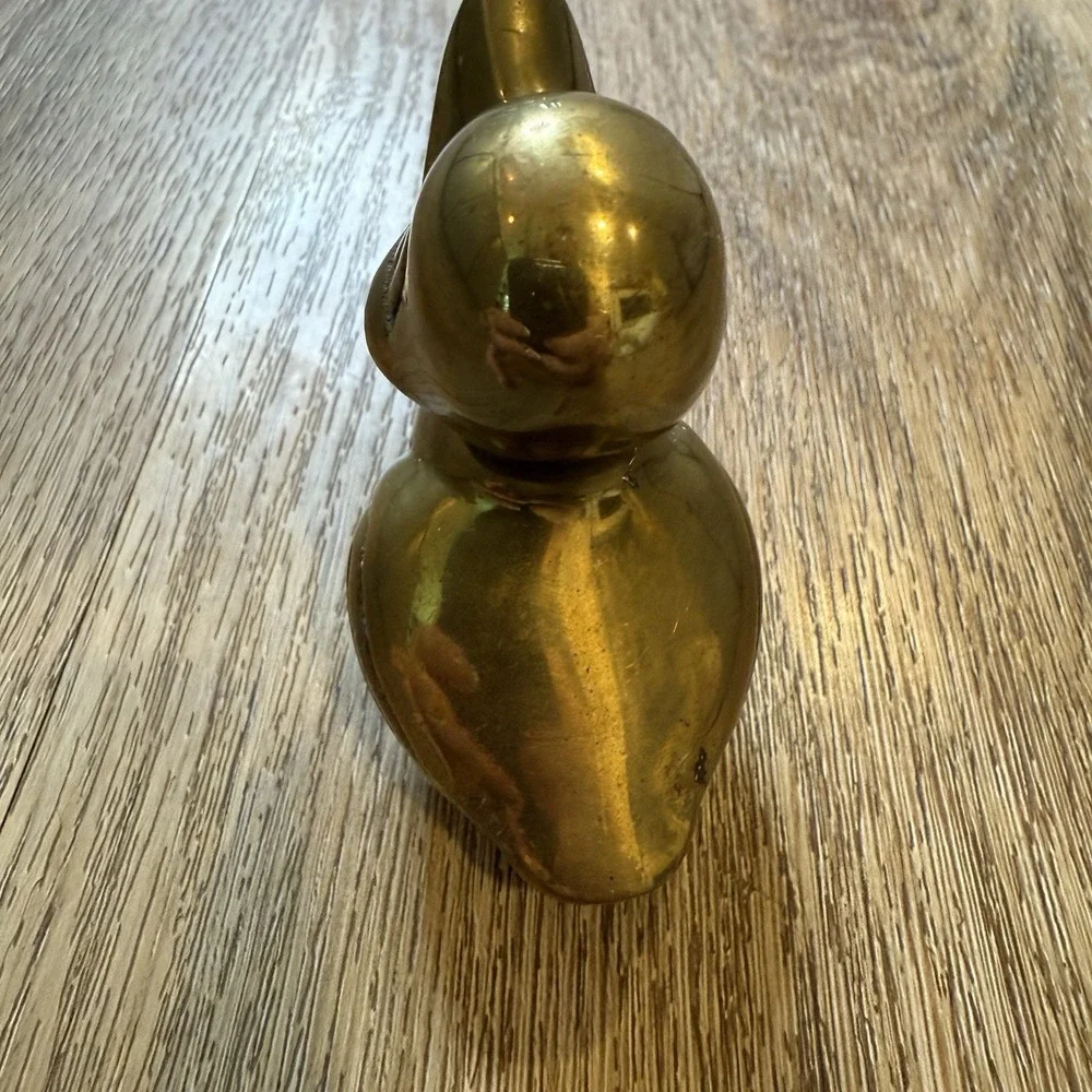 Brass Duck Baby Duckling Miniature Small Figurine Shelf Collectible Knick nack